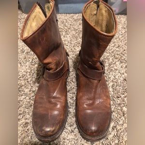 FRYE brown leather moto boots size 8